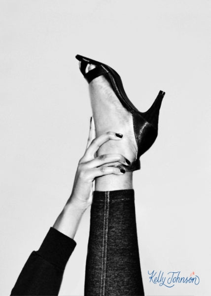 Sexy Hand, Foot High Heels Black & White Fine Art Photography Print 11x17 Black Artist Kelly Johnson